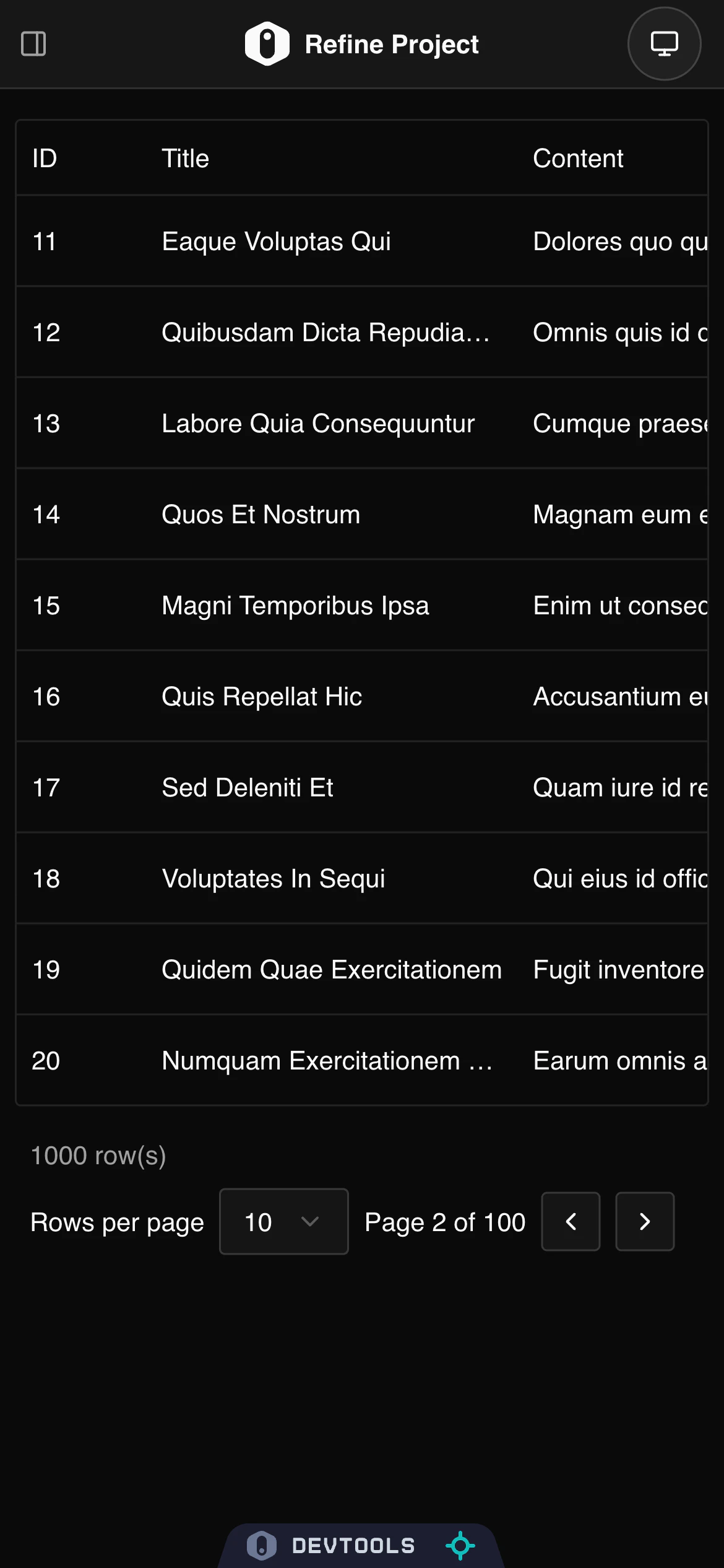 Responsive mobile view