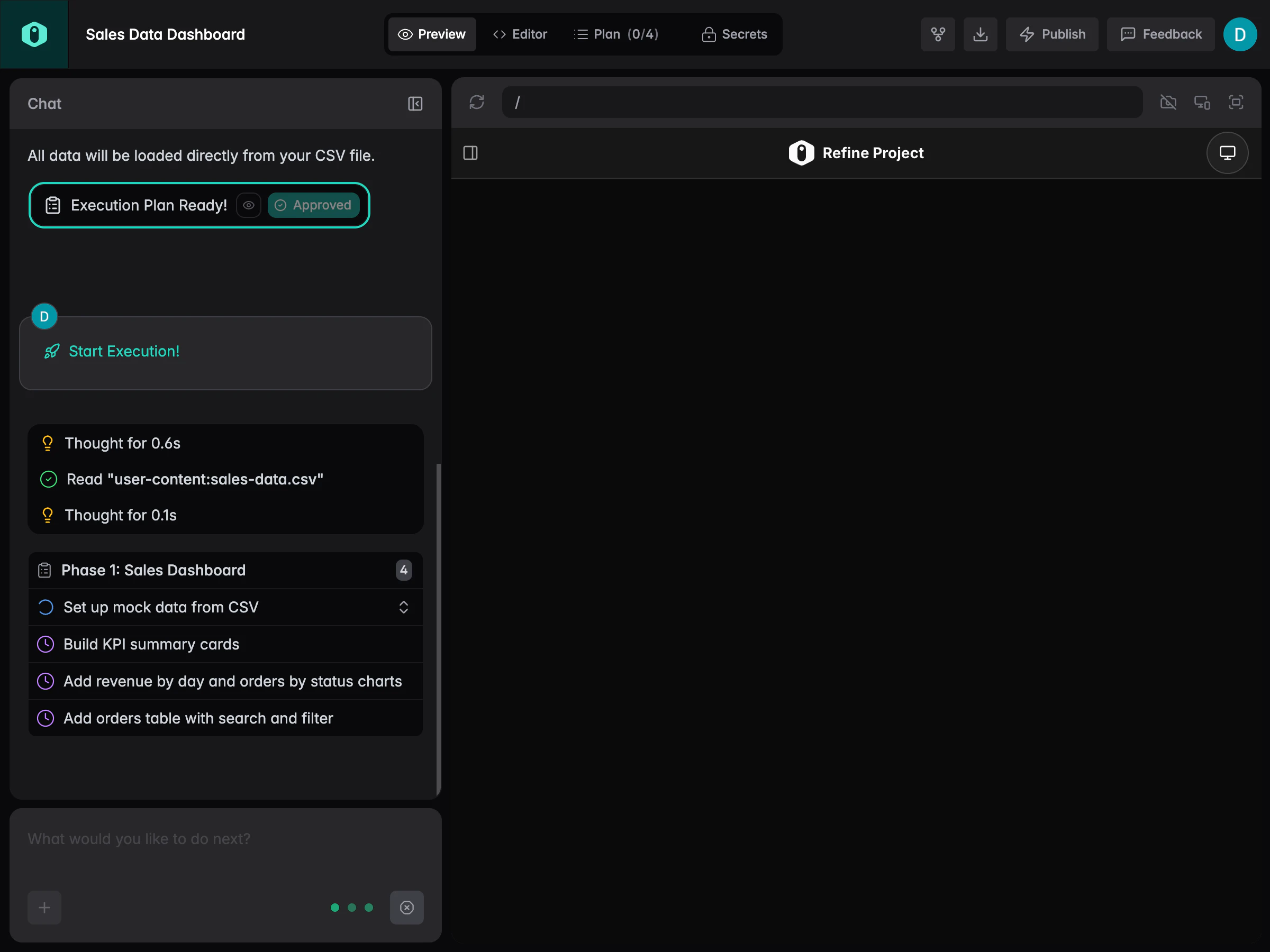 Refine generating the dashboard from the CSV data