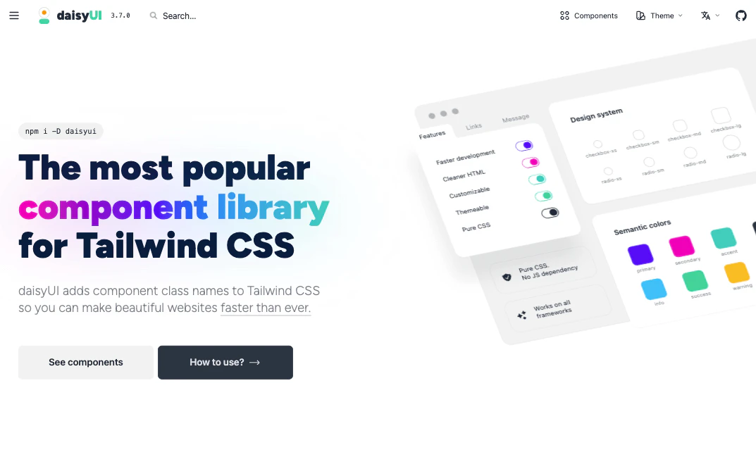 react admin panel daisy ui