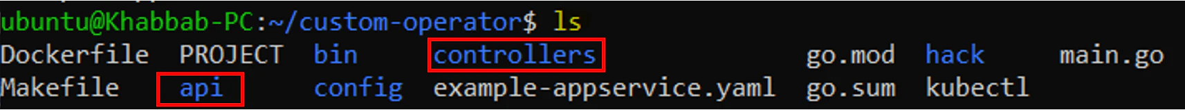 Project tree showing api and controllers folders