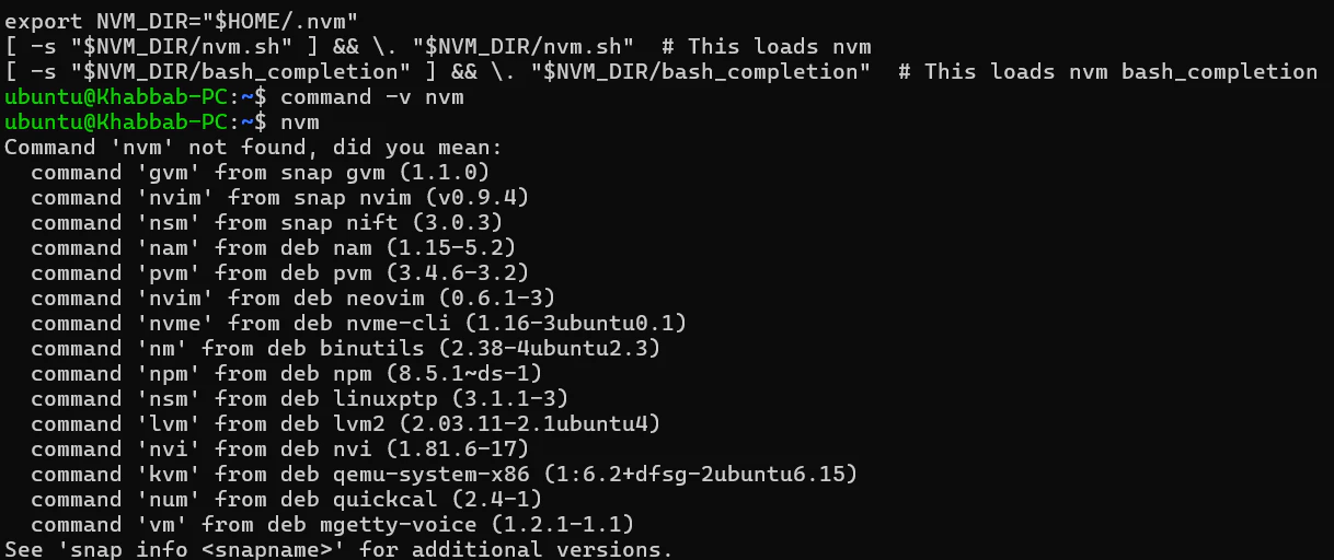 nvm installed but terminal not recognizing it