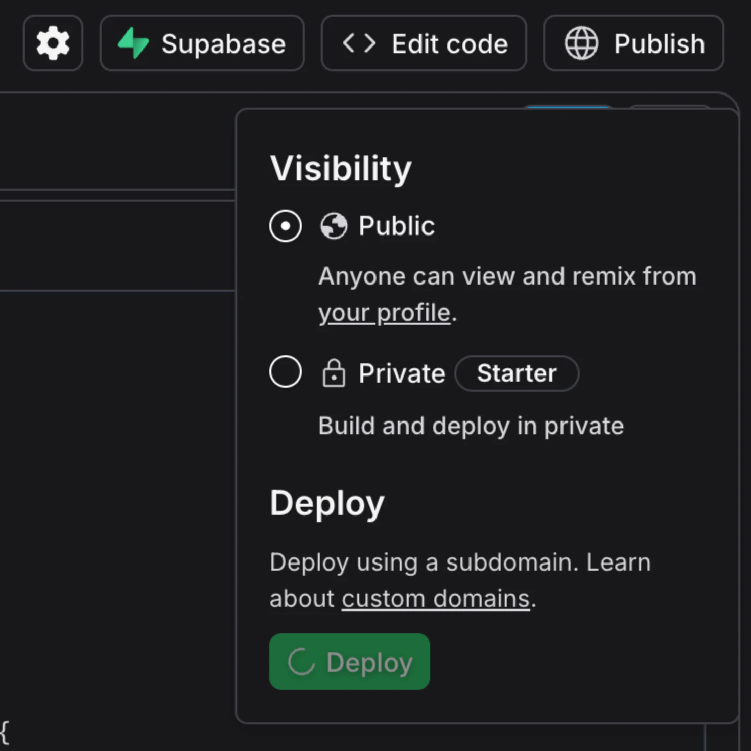 Lovable.dev deploy button